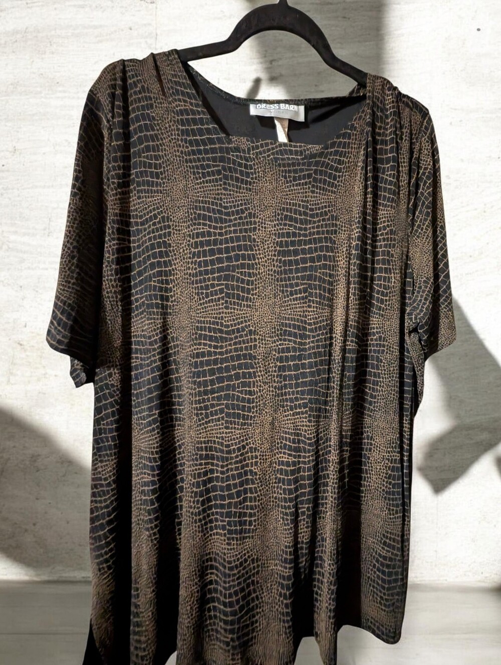 Dress Barn Black and Brown Crocodile-Print Midi Dress